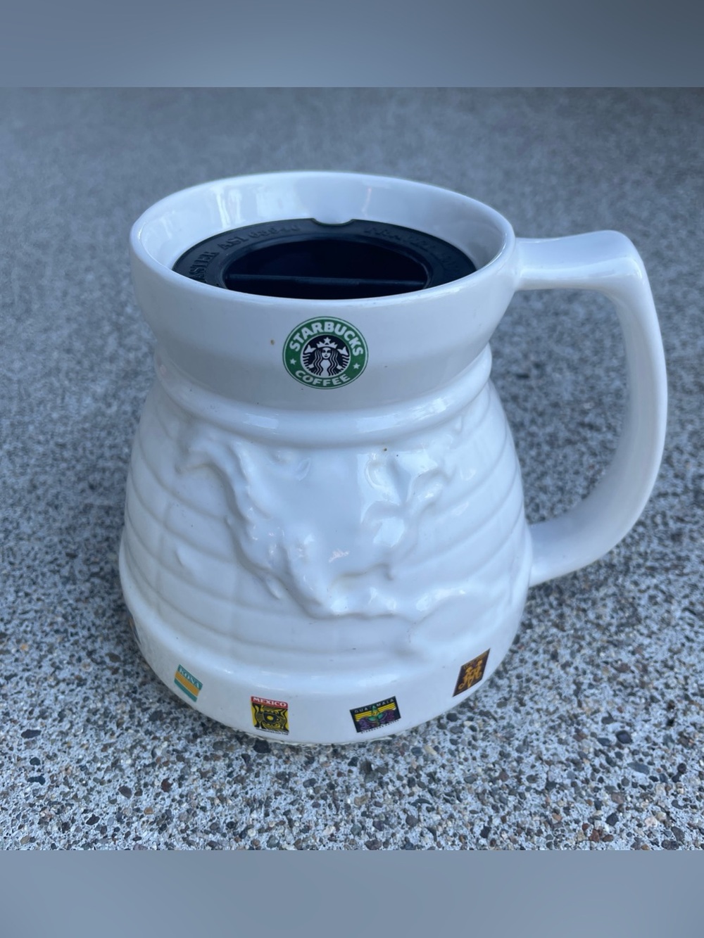 Vtg 90s Starbucks Around The World Globe Mug Cup Mexico Kenya Columbia Sumatra